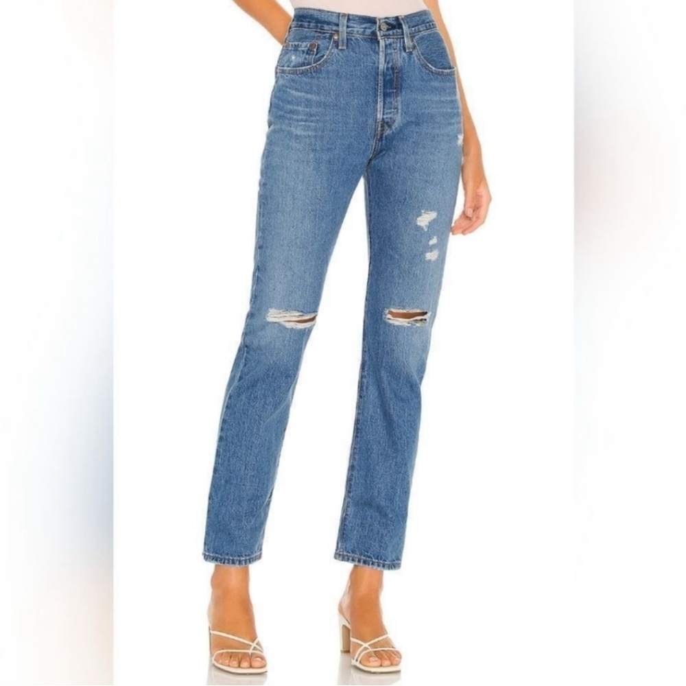 Levi’s 501 Original Fit Medium Wash Distressed Jeans
